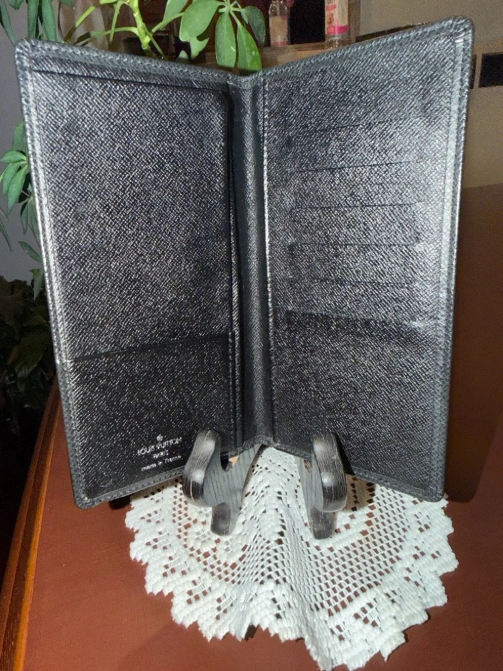 Authentic Louis Vuitton Black Leather Checkbook Cover